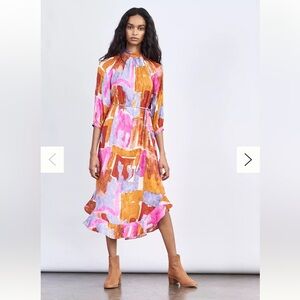 COPY - Maeve by Anthropologie Jessamine Mock Neck Maxi midi Dress XS 3/4 sleeve